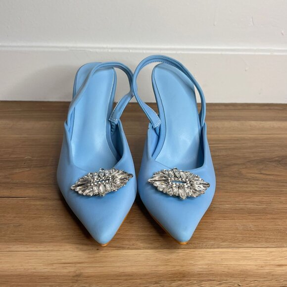 Pointed Toe Women's Shoes Shallow Diamond Shoes Low Heel Strappy Shoes Sandals - Picture 4 of 7